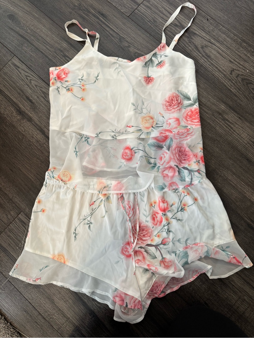 Floral Chiffon Cami & Shorts PJ Set - Picture 1 of 4